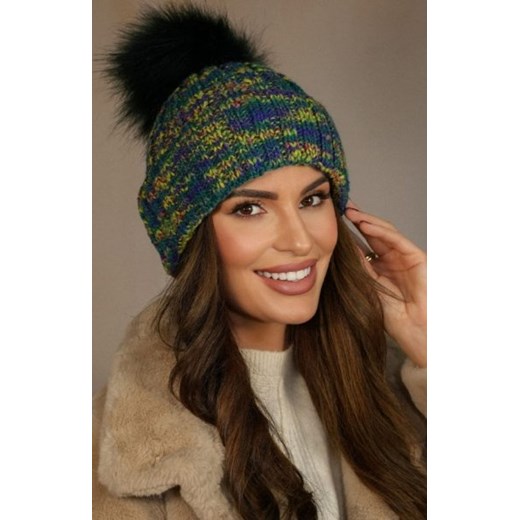 Zimowa czapka damska Pavone zielona ze sklepu intimiti.pl w kategorii Czapki zimowe damskie - zdjęcie 187879642