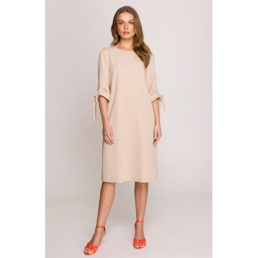 Stylove S393 sukienka z wiązanymi rękawami beżowa ze sklepu intimiti.pl w kategorii Sukienki - zdjęcie 187879682