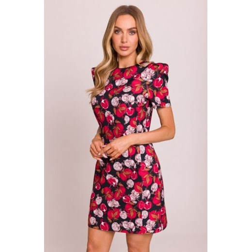 Moe wzorzysta sukienka mini z ozdobnymi rękawami M856/3 ze sklepu intimiti.pl w kategorii Sukienki - zdjęcie 187879730