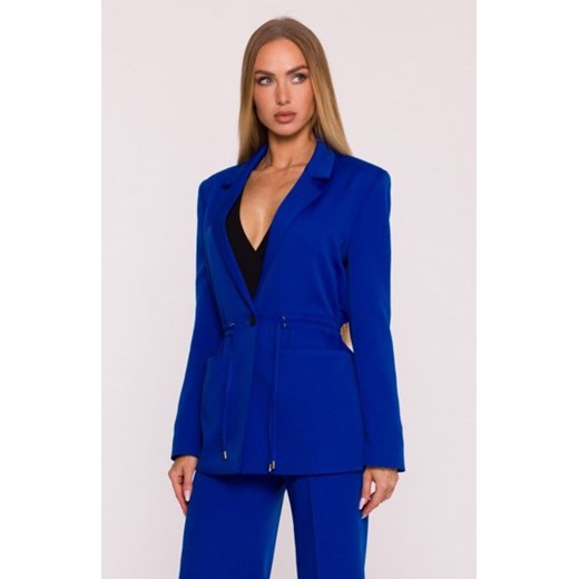 Moe marynarka marszczona w talii chabrowa M873 ze sklepu intimiti.pl w kategorii Marynarki damskie - zdjęcie 187879981