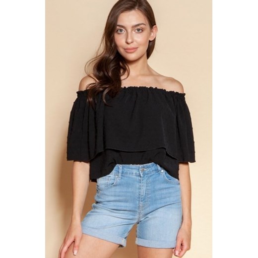 Bluzka hiszpanka z odkrytymi ramionami czarna BLU153 ze sklepu intimiti.pl w kategorii Bluzki damskie - zdjęcie 187880162