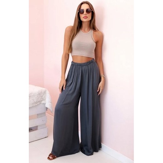 Spodnie damskie szerokie z gumką w pasie grafitowe ze sklepu intimiti.pl w kategorii Spodnie damskie - zdjęcie 187880422