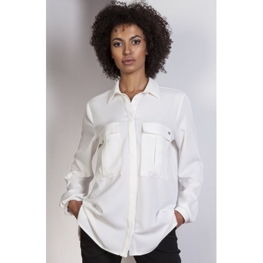 Koszula oversize ecru K108 ze sklepu intimiti.pl w kategorii Koszule damskie - zdjęcie 187880444