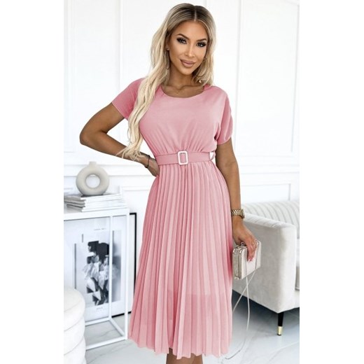 Numoco 465-3 MIA plisowana sukienka midi z szerokim paskiem ze sklepu intimiti.pl w kategorii Sukienki - zdjęcie 187880792