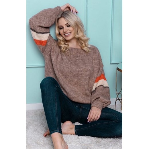 Luźny sweter damski cappucino 30079 ze sklepu intimiti.pl w kategorii Swetry damskie - zdjęcie 187881472