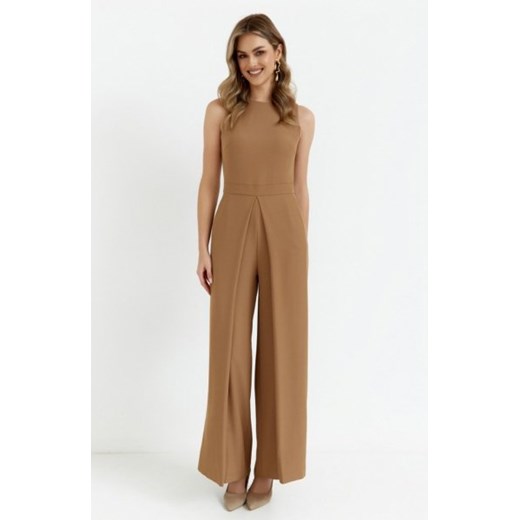 Makover kombinezon z szerokimi nogawkami beżowy K184 ze sklepu intimiti.pl w kategorii Kombinezony damskie - zdjęcie 187881564