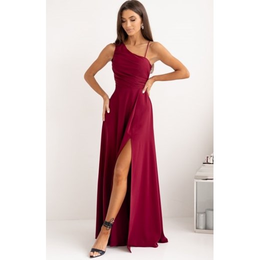 Duet Monako asymetryczna długa sukienka z wiązaniem bordowa ze sklepu intimiti.pl w kategorii Sukienki - zdjęcie 187881631