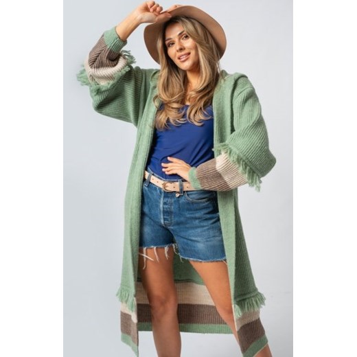 Lori oversizowy kardigan z kapturem oliwkowy ze sklepu intimiti.pl w kategorii Swetry damskie - zdjęcie 187881911