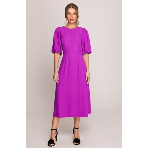 Stylove S399 sukienka z bufiastymi rękawami fioletowa ze sklepu intimiti.pl w kategorii Sukienki - zdjęcie 187882082