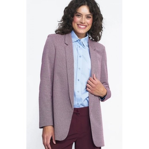 Niezapinany żakiet w bordową jodełkę ze sklepu intimiti.pl w kategorii Marynarki damskie - zdjęcie 187882170