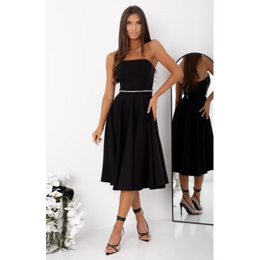 Duet Aurelia rozkloszowana sukienka midi czarna ze sklepu intimiti.pl w kategorii Sukienki - zdjęcie 187882182
