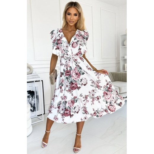 Numoco 466-1 GABRIELLA sukienka z falbanką, dekoltem i wiązaniem ze sklepu intimiti.pl w kategorii Sukienki - zdjęcie 187882242