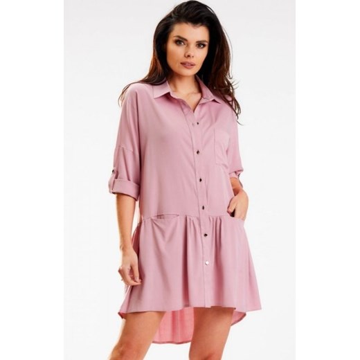 Awama A584 różowa koszulowa sukienka ze sklepu intimiti.pl w kategorii Sukienki - zdjęcie 187882274
