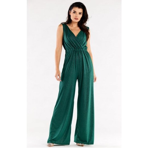 Awama A552 błyszczący kombinezon wieczorowy zielony ze sklepu intimiti.pl w kategorii Kombinezony damskie - zdjęcie 187882290