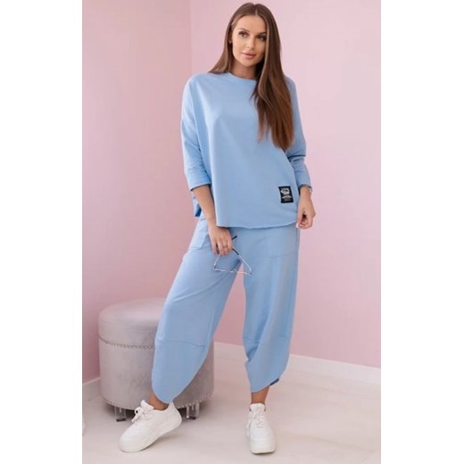 Komplet bawełniany bluza i spodnie błękitny ze sklepu intimiti.pl w kategorii Dresy damskie - zdjęcie 187882620