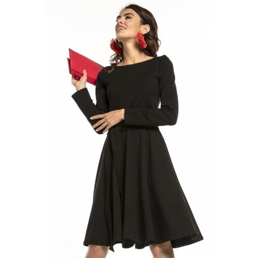 Tessita T287 rozkloszowana sukienka z paskiem czarna ze sklepu intimiti.pl w kategorii Sukienki - zdjęcie 187882881