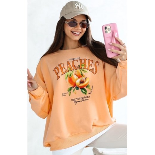 Ocieplana bluza damska peaches brzoskwiniowa ze sklepu intimiti.pl w kategorii Bluzy damskie - zdjęcie 187888403