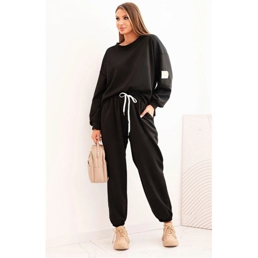 Komplet damski masełkowy z luźną bluzą i spodniami czarny ze sklepu intimiti.pl w kategorii Dresy damskie - zdjęcie 187888501