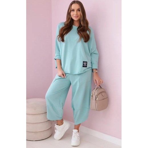 Komplet bawełniany bluza i spodnie ciemno miętowy ze sklepu intimiti.pl w kategorii Dresy damskie - zdjęcie 187888520