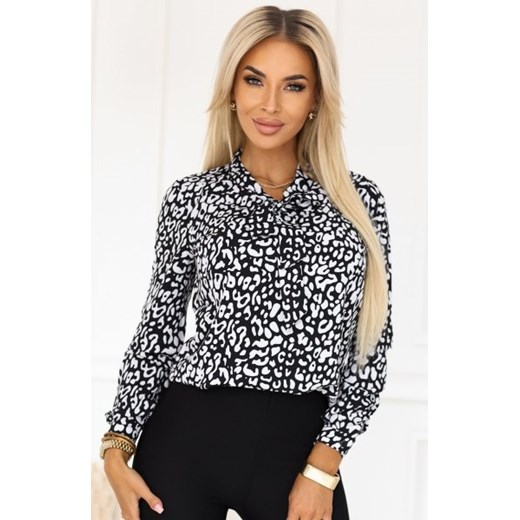 Numoco 140-28 biznesowa bluzka z długim rękawkiem i wiązaniem z przodu ze sklepu intimiti.pl w kategorii Bluzki damskie - zdjęcie 187888604