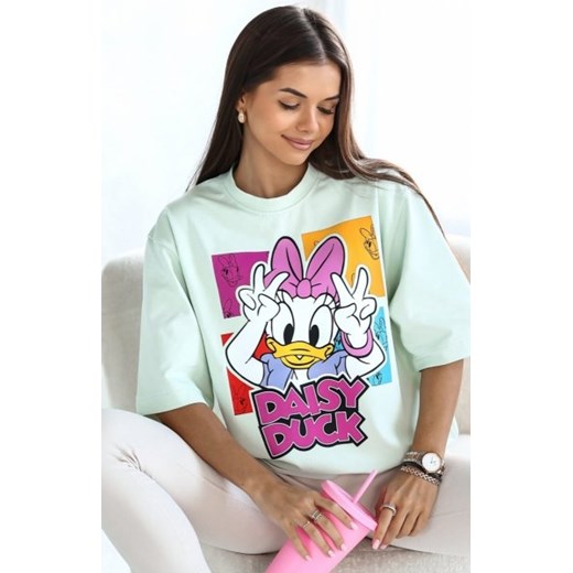 Oversizowy t-shirt Daisy Duck pistacjowy ze sklepu intimiti.pl w kategorii Bluzki damskie - zdjęcie 187888862
