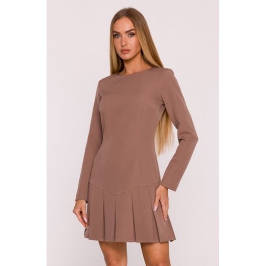 Moe sukienka z kontrafałdami mokka M872 ze sklepu intimiti.pl w kategorii Sukienki - zdjęcie 187889053