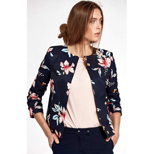 Nife Z26K/E żakiet w kwiaty granatowy ze sklepu intimiti.pl w kategorii Marynarki damskie - zdjęcie 187889183