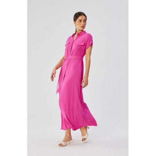 Stylove S364 sukienka maxi rozpinana z krótkimi rękawami liliowa ze sklepu intimiti.pl w kategorii Sukienki - zdjęcie 187890042