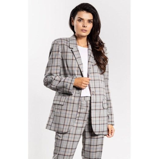 Marynarka damska w kratę o luźnym kroju w kratę A749 ze sklepu intimiti.pl w kategorii Marynarki damskie - zdjęcie 187890084