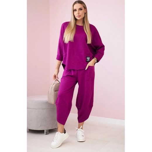 Komplet bawełniany bluza i spodnie śliwka ze sklepu intimiti.pl w kategorii Dresy damskie - zdjęcie 187890181