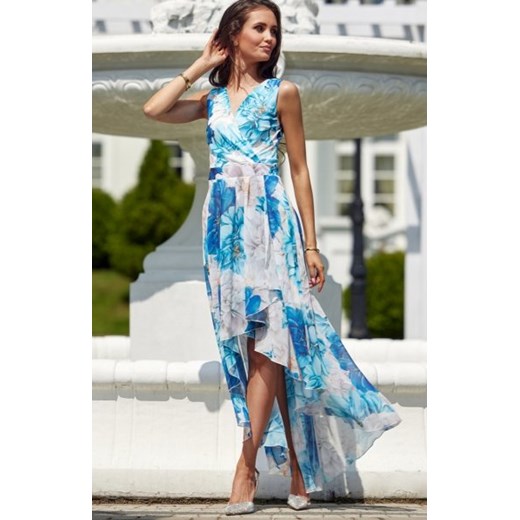 Roco sukienka z asymetrycznym przodem w kwiaty 401 28D ze sklepu intimiti.pl w kategorii Sukienki - zdjęcie 187890211