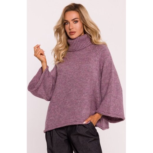 Moe sweter z golfem i szerokimi rękawami wrzosowy M822 ze sklepu intimiti.pl w kategorii Swetry damskie - zdjęcie 187890404