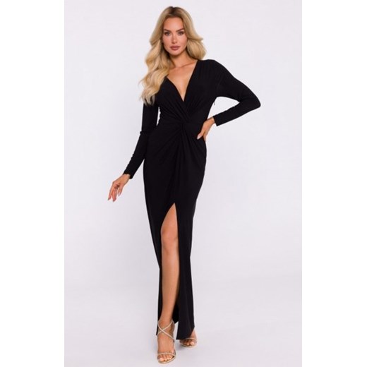 Moe suknia z elastycznej dzianiny z przeplotem czarna M840 ze sklepu intimiti.pl w kategorii Sukienki - zdjęcie 187890453