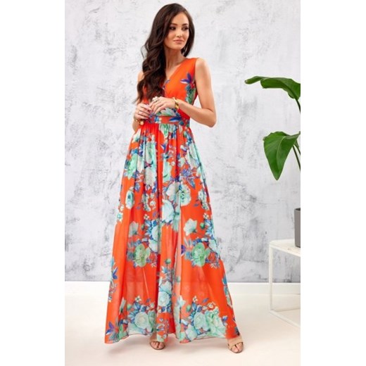 Elegancka długa sukienka w kwiaty 361/02D ze sklepu intimiti.pl w kategorii Sukienki - zdjęcie 187890712