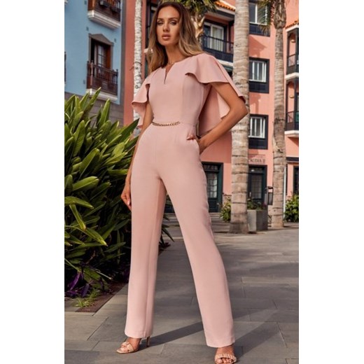 Elegancki kombinezon z peleryną M670 pudrowy róż ze sklepu intimiti.pl w kategorii Kombinezony damskie - zdjęcie 187890722