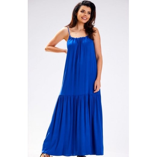 Awama A582 oversizowa letnia sukienka maxi niebieska ze sklepu intimiti.pl w kategorii Sukienki - zdjęcie 187890794