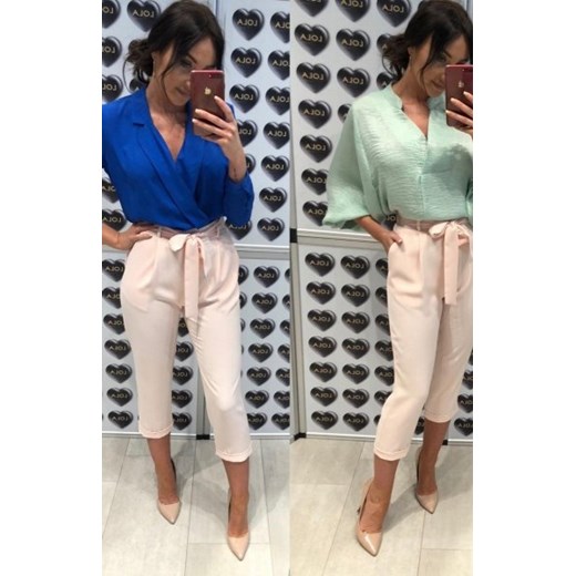 Eleganckie spodnie pudrowe 7/8 ze sklepu intimiti.pl w kategorii Spodnie damskie - zdjęcie 187891030