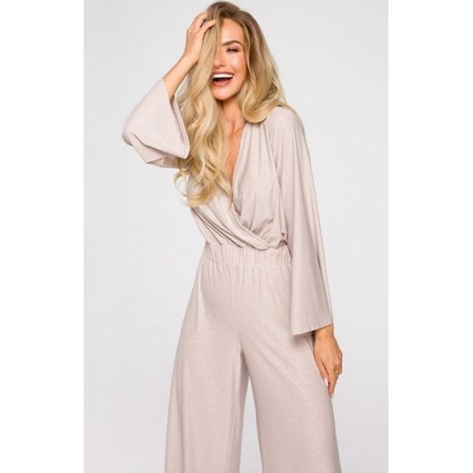 Błyszczący szampański kombinezon damski M720 ze sklepu intimiti.pl w kategorii Kombinezony damskie - zdjęcie 187891292