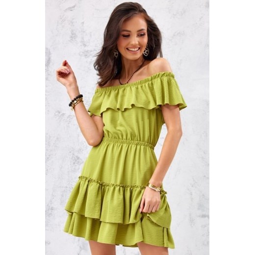 Letnia sukienka hiszpanka limonkowa 0291 ze sklepu intimiti.pl w kategorii Sukienki - zdjęcie 187891310