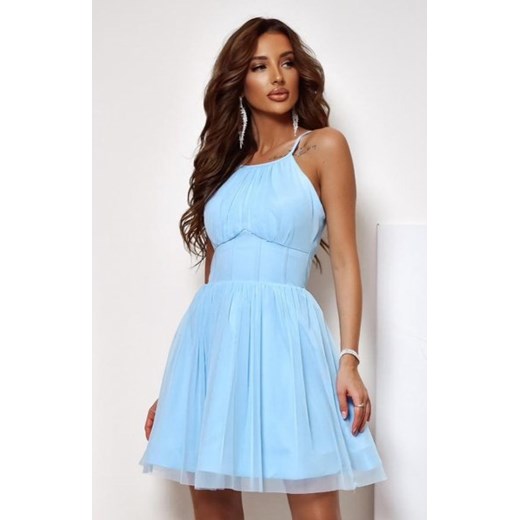 Duet Sindi rozkloszowana sukienka tiulowa błękitna ze sklepu intimiti.pl w kategorii Sukienki - zdjęcie 187891380