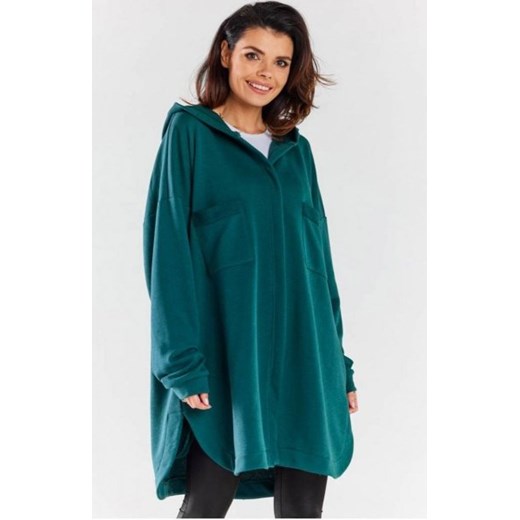 Bluza damska oversize z kapturem zielona M281 ze sklepu intimiti.pl w kategorii Bluzy damskie - zdjęcie 187891430