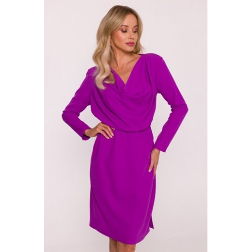 Stylove S428 sukienka z drapowanym dekoltem lawendowa ze sklepu intimiti.pl w kategorii Sukienki - zdjęcie 187891571