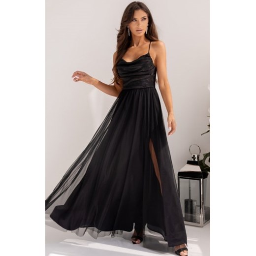 Rozkloszowana czarna sukienka z błyskiem Rubi ze sklepu intimiti.pl w kategorii Sukienki - zdjęcie 187891943
