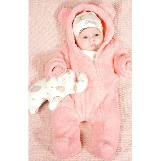 Ciepły pajac niemowlęcy z kapturem i uszkami ze sklepu intimiti.pl w kategorii Pajacyki - zdjęcie 187892070