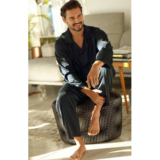 Dkaren Lukas satynowa piżama męska czarna ze sklepu intimiti.pl w kategorii Piżamy męskie - zdjęcie 187892104