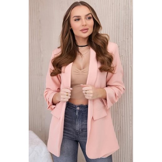 Marynarka z klapami elegancka morelowa ze sklepu intimiti.pl w kategorii Marynarki damskie - zdjęcie 187892113
