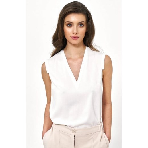Wiskozowa bluzka bez rękawów w kolorze ecru ze sklepu intimiti.pl w kategorii Bluzki damskie - zdjęcie 187892160