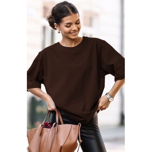 Oversizowy t-shirt damski gładki basic ze sklepu intimiti.pl w kategorii Bluzki damskie - zdjęcie 187892313