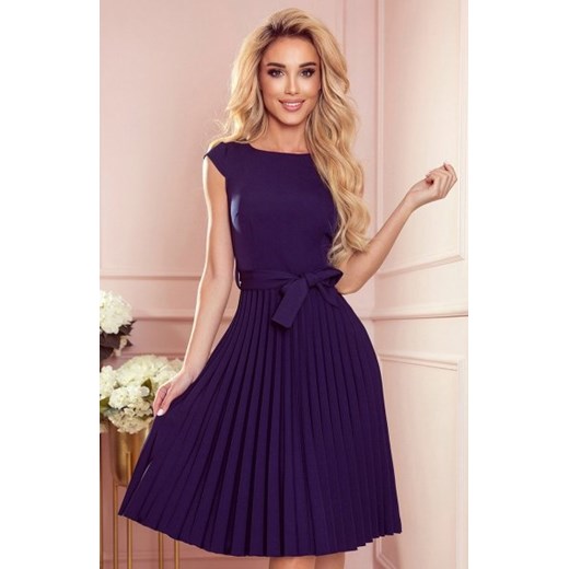 Numoco 311-12 LILA plisowana sukienka z krótkim rękawkiem ze sklepu intimiti.pl w kategorii Sukienki - zdjęcie 187892500