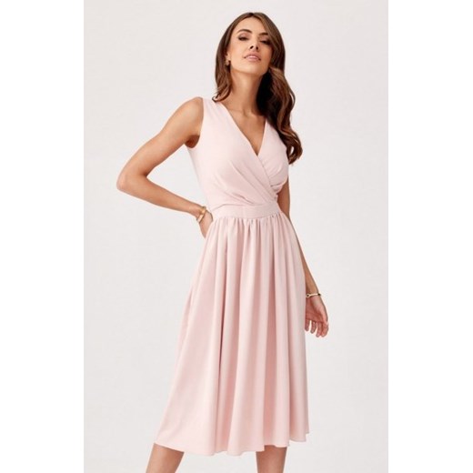 Szyfonowa sukienka midi jasny róż 399 ze sklepu intimiti.pl w kategorii Sukienki - zdjęcie 187892510